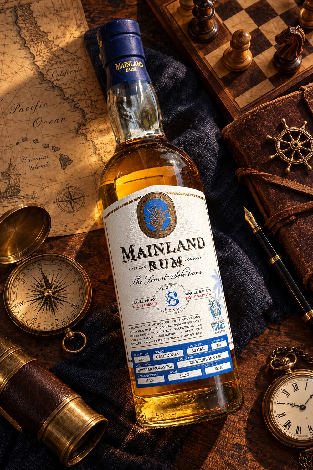 Mainland Northern California 8 Year American rum, 122.2 proof