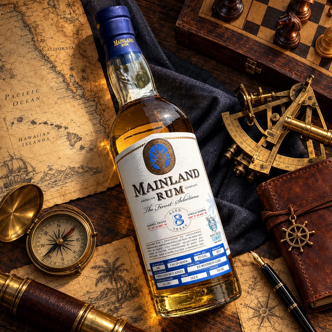 Mainland Northern California 8 Year American rum, 122.2 proof