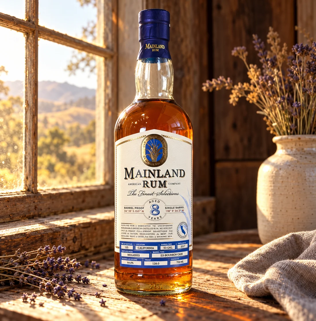 Mainland Southern California 8 Year American rum, 128 proof